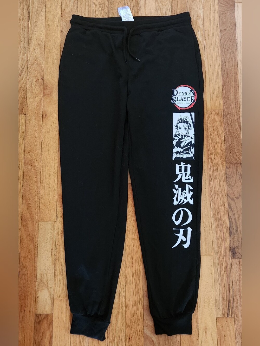 Demon Slayer Kimetsu No Yaiba Tanjiro Kamado Black & White Jogger Sweatpant Sz L